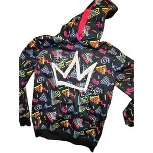 🔥 Unisex‎ Black 90s Style Hip Hop Hoodie Crown Logo Graphic Pocketed Sweatshirt